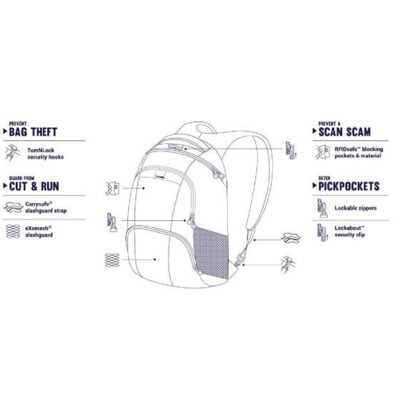 Рюкзак для ноутбука антизлодій Pacsafe Metrosafe LS450, колір чорний - 30435100