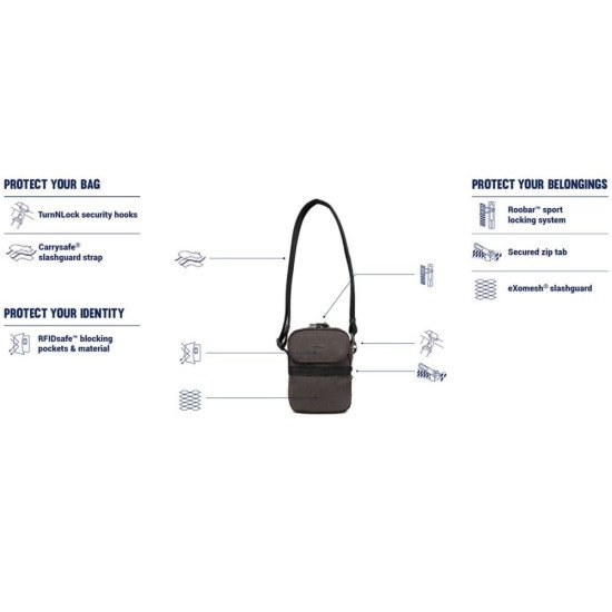 Сумка через плече антизлодій Pacsafe Metrosafe X Compact Crossbody, колір синій - 30610646 Сумка через плече антизлодій Pacsafe Metrosafe X Compact Crossbody, колір синій - 30610646