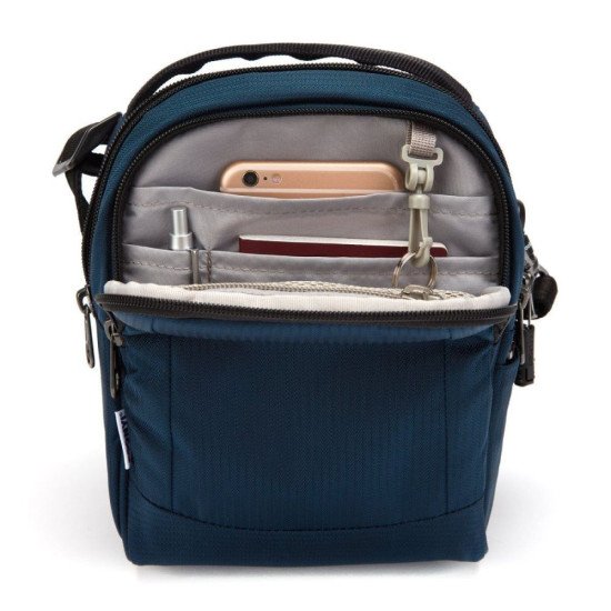 Сумка через плече антизлодій Pacsafe Metrosafe LS100 Econyl Crossbody, колір синій - 40115641