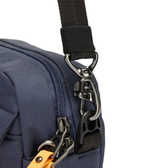 Сумка через плече антизлодій Pacsafe GO Crossbody, колір синій/помаранчевий - 35105651 Сумка через плече антизлодій Pacsafe GO Crossbody, колір синій/помаранчевий - 35105651