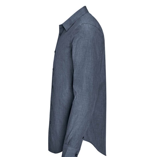 Сорочка чоловіча SOL'S Barnet, колір сіро-синій меланж - 01428223L Сорочка чоловіча SOL'S Barnet, колір сіро-синій меланж - 01428223L