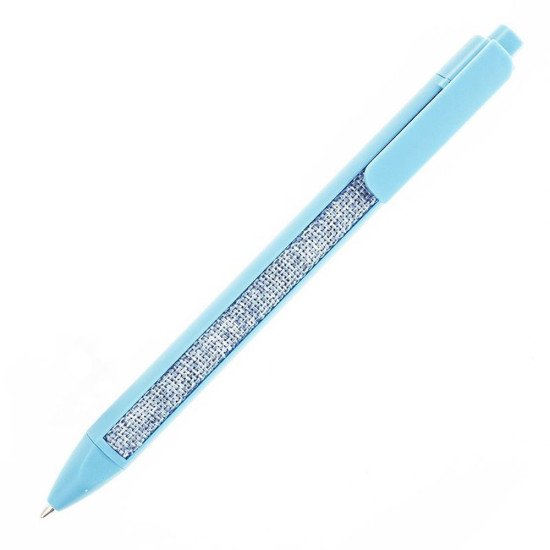 Ручка пластикова кулькова Bergamo Textile Pen, колір блакитний - 770-33