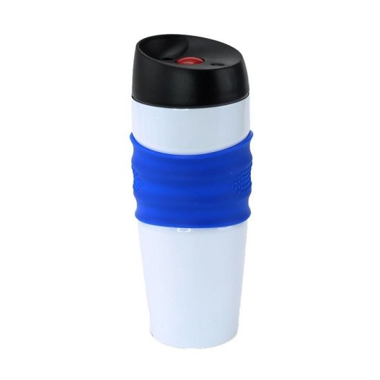 Термокружка 400 мл сталева Bergamo Mario, колір білий/синій - 310-3