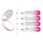Повербанк 4000 mAh Line Art Mirror, дзеркало з підсвічуванням, світлодіодний індикатор, колір рожевий - 4004M-12