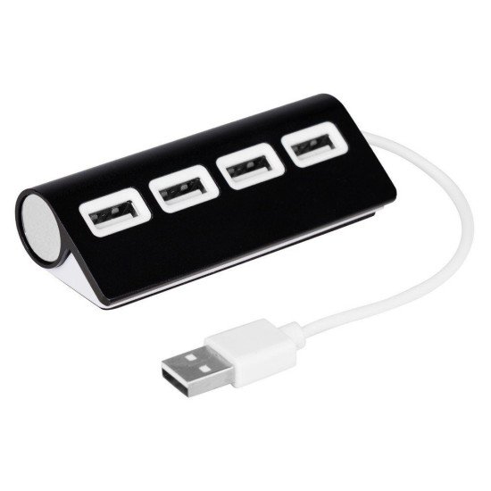 USB хаб 2.0 на 4 порти Voyager Fletcher, колір чорний - V3447-03 USB хаб 2.0 на 4 порти Voyager Fletcher, колір чорний - V3447-03
