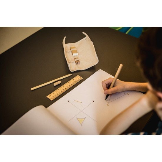 Еко-набір шкільний 6в1 Voyager Lauren в бавовняному пеналі, колір бежевий - V1815-20