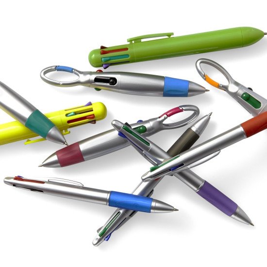 Ручка пластикова кулькова Voyager з різнокольоровими чорнилами, колір червоний - V1432-05 Ручка пластикова кулькова Voyager з різнокольоровими чорнилами, колір червоний - V1432-05