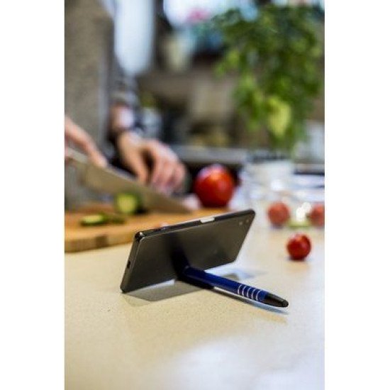 Ручка-стилус металева кулькова Voyager Erran з підставкою для телефону, колір червоний - V1816-05