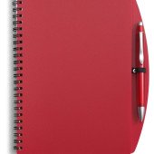 Блокнот в лінію на спіралі А5 Voyager, м'яка обкладинка, з кульковою ручкою, колір червоний - V2387-05