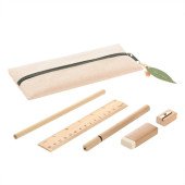 Еко-набір шкільний 6в1 Voyager в бавовняному пеналі, колір бежевий - V7365-20