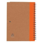 Еко-блокнот в лінію на спіралі А5 Voyager Salvatore, тверда обкладинка, з кульковою ручкою, колір помаранчевий - V2389-07