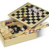 Набір гральний 5в1 Voyager у дерев'яній коробці, колір світло-коричневий - V6232-00