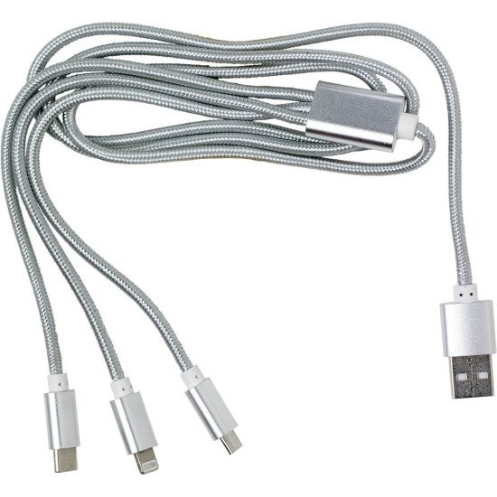 Кабель для зарядки з 4 штекерами Voyager, колір сріблястий - V0323-32