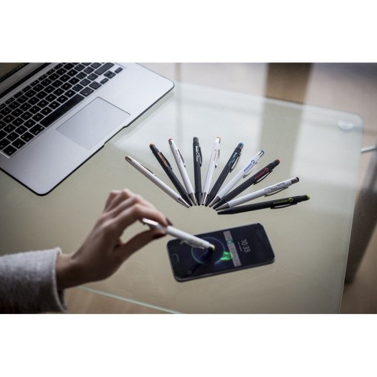 Ручка-стилус металева кулькова Voyager, колір чорний/сріблястий - V1932-32