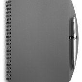 Блокнот в лінію на спіралі А5 Voyager, м'яка обкладинка, з кульковою ручкою, колір сірий - V2387-19