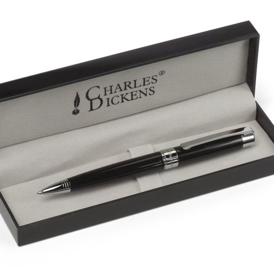 Ручка металева кулькова Voyager Charles dickens в чохлі, колір чорний - V1416-03