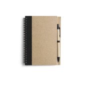 Еко-блокнот в лінію на спіралі А5 Voyager Salvatore, тверда обкладинка, з кульковою ручкою, колір чорний - V2389-03