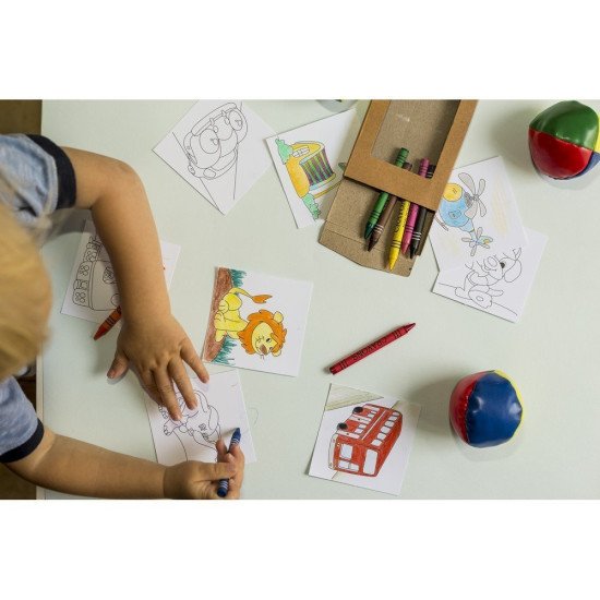 Олівці кольорові воскові з розмальовками Voyager, 8 шт, колір білий-матовий - V7372-00