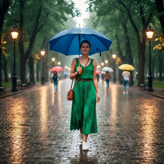 Парасоля-тростина напівавтоматична Bergamo Toprain, колір яскраво-синій - 4513104