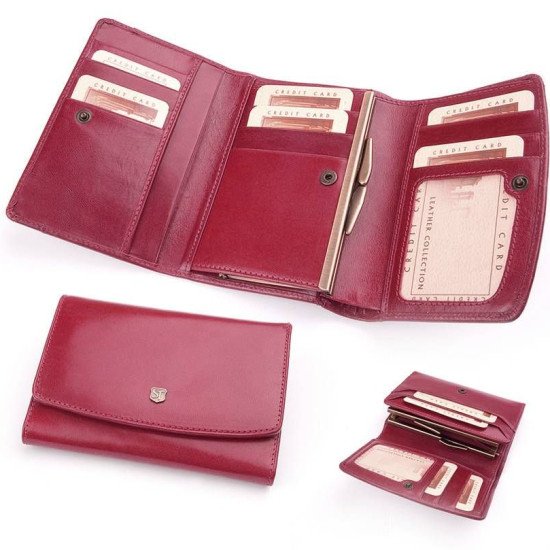 Гаманець жіночий шкіряний Stefania, колір темно-червоний - 018D-DF-85