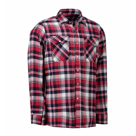 Сорочка в клітинку чоловіча ID на кнопках, колір червоний - 0204330S