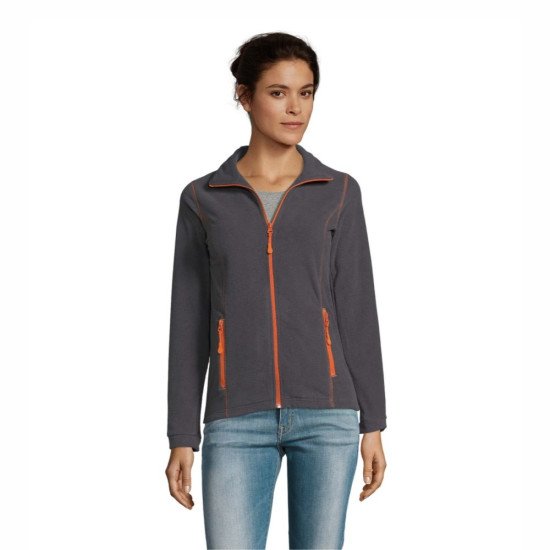 Куртка флісова жіноча SOL'S Nova, колір вугільно-сірий/помаранчевий - 00587959S