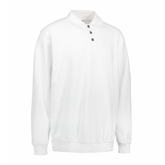 Світшот з коміром поло чоловічий ID Classic, колір білий - 0601001S