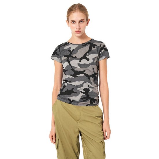 Футболка жіноча SOL'S Camo, колір камуфляж сірий - 01187521L