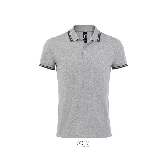 Футболка поло чоловіча SOL'S Pasadena, колір сірий меланж/кобальт - 005771103XL