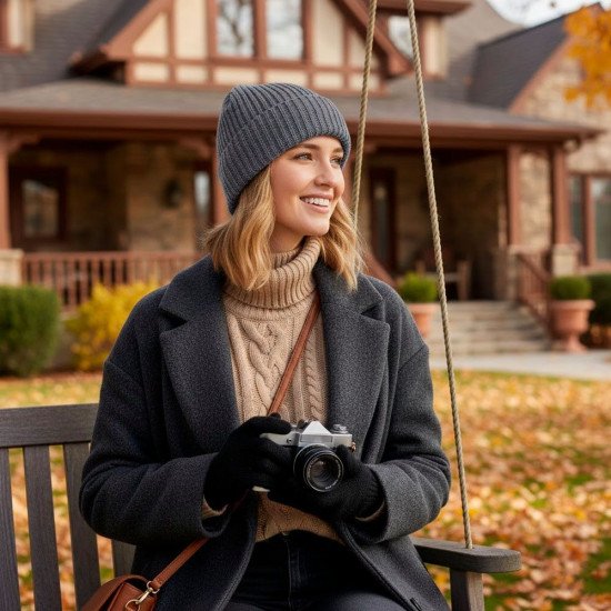 Шапка coFEE Wrap beanie, колір темно-сірий меланж - 3030.7 CO