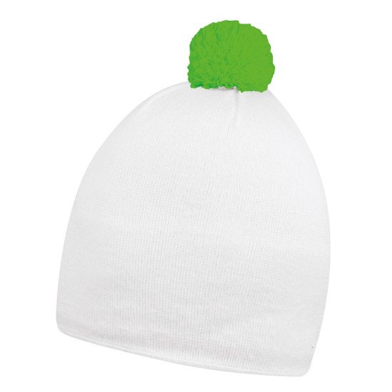 Шапка coFEE Contrasting, колір білий/неоново-зелений - 3040.6F CO