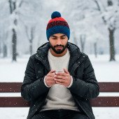 Шапка coFEE Three rows, колір ультрамарин/чорний/червоний - 3041-44 CO