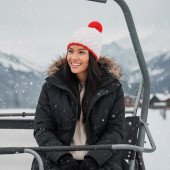 Шапка coFEE Rough style, колір білий/червоний - 3044-6D CO