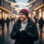 Шапка coFEE Cable knit, колір сірий/фіолетовий/білий - 3045-7 Шапка coFEE Cable knit, колір сірий/фіолетовий/білий - 3045-7