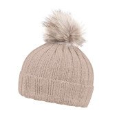Шапка coFEE Rib fur, колір бежевий - 3048-17