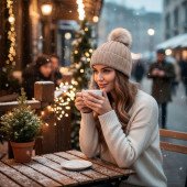 Шапка coFEE Rib fur, колір бежевий - 3048-17