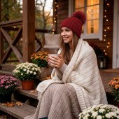 Шапка coFEE Rib fur, колір бордовий - 3048-2