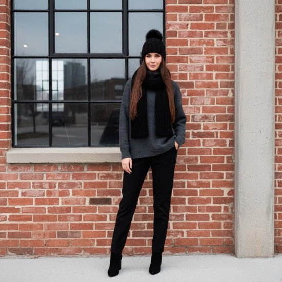 Шапка coFEE Rib fur, колір чорний - 3048-3