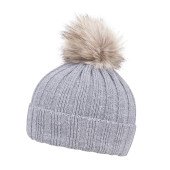 Шапка coFEE Rib fur, колір світло-сірий/бежевий - 3048-7