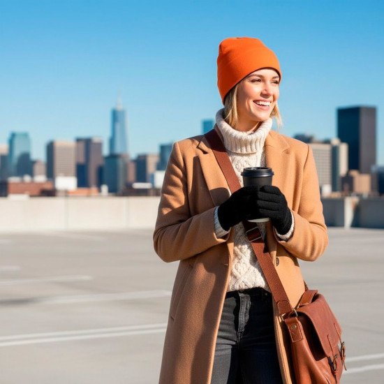 Шапка coFEE Contrasting jersey, колір помаранчевий/чорний - 3049-10 CO