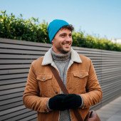 Шапка coFEE Contrasting jersey, колір бірюзовий/попелястий сірий - 3049-18 CO