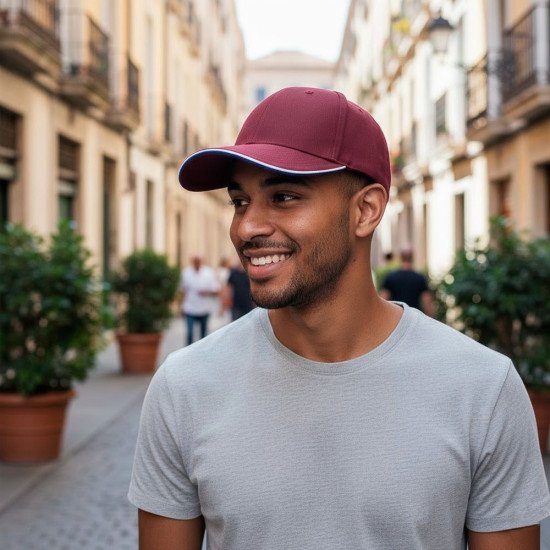 Кепка coFEE Piping, колір бордовий/білий/синій - 4044-2 CO