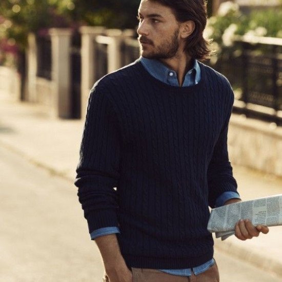 Сорочка чоловіча James Harvest Jupiter, колір джинсовий - 21130355924XL