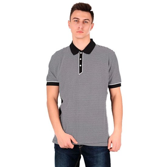 Футболка поло чоловіча James Harvest Henderson, колір чорний/білий - 2135022910XXL