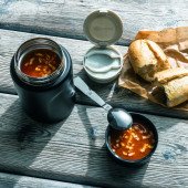 Термос для їжі 550 мл сталевий Schwarzwolf Cibus, вакуумний, колір чорний - F4912200AJ3 Термос для їжі 550 мл сталевий Schwarzwolf Cibus, вакуумний, колір чорний - F4912200AJ3