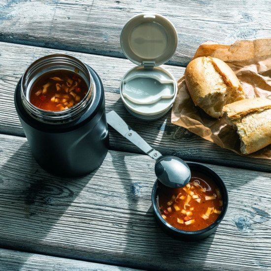 Термос для їжі 550 мл сталевий Schwarzwolf Cibus, вакуумний, колір чорний - F4912200AJ3 Термос для їжі 550 мл сталевий Schwarzwolf Cibus, вакуумний, колір чорний - F4912200AJ3