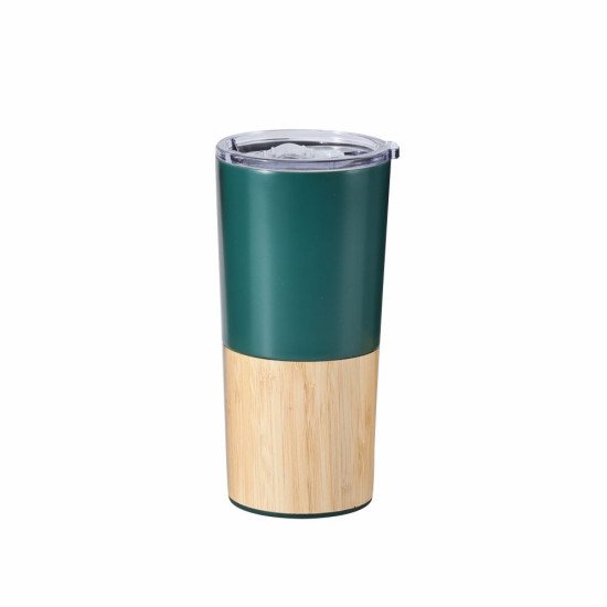 Термокружка 500 мл сталева Line Art Mao, вакуумна, колір малахітовий/бамбуковий - 20201-99