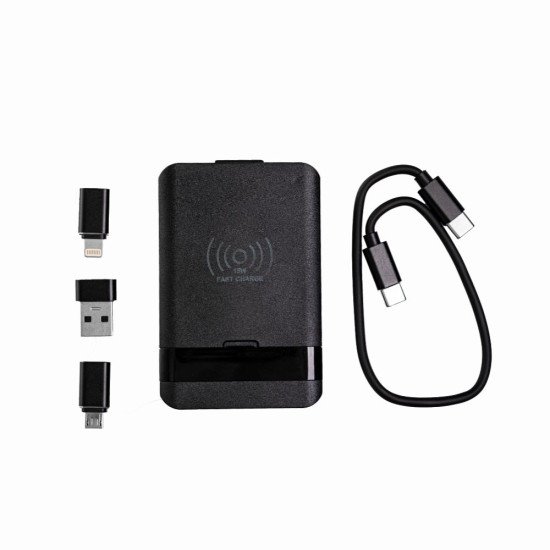 Бездротовий зарядний пристрій TheGeneral Flow 15W з набором перехідників, колір чорний - 40070119-01