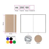 Блокнот в лінію А6 Voyager Recycled craft, тверда обкладинка, колір бежевий/червоний - V1164-05