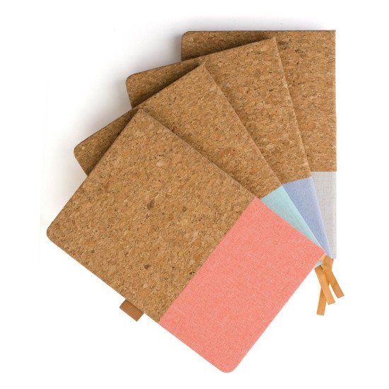 Блокнот в лінію А5 Voyager, тверда коркова та бавовняна обкладинка, колір коричневий/білий - V1171-02